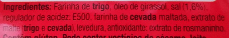 Foto da lista de ingredientes