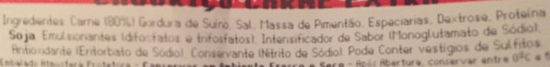Foto da lista de ingredientes