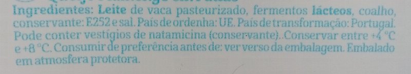 Foto da lista de ingredientes