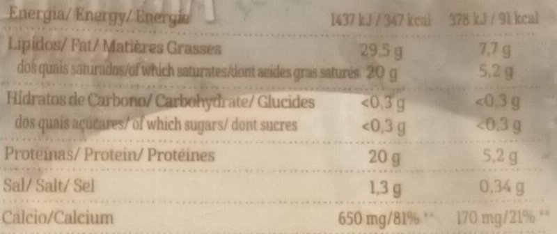 Foto da tabela nutricional
