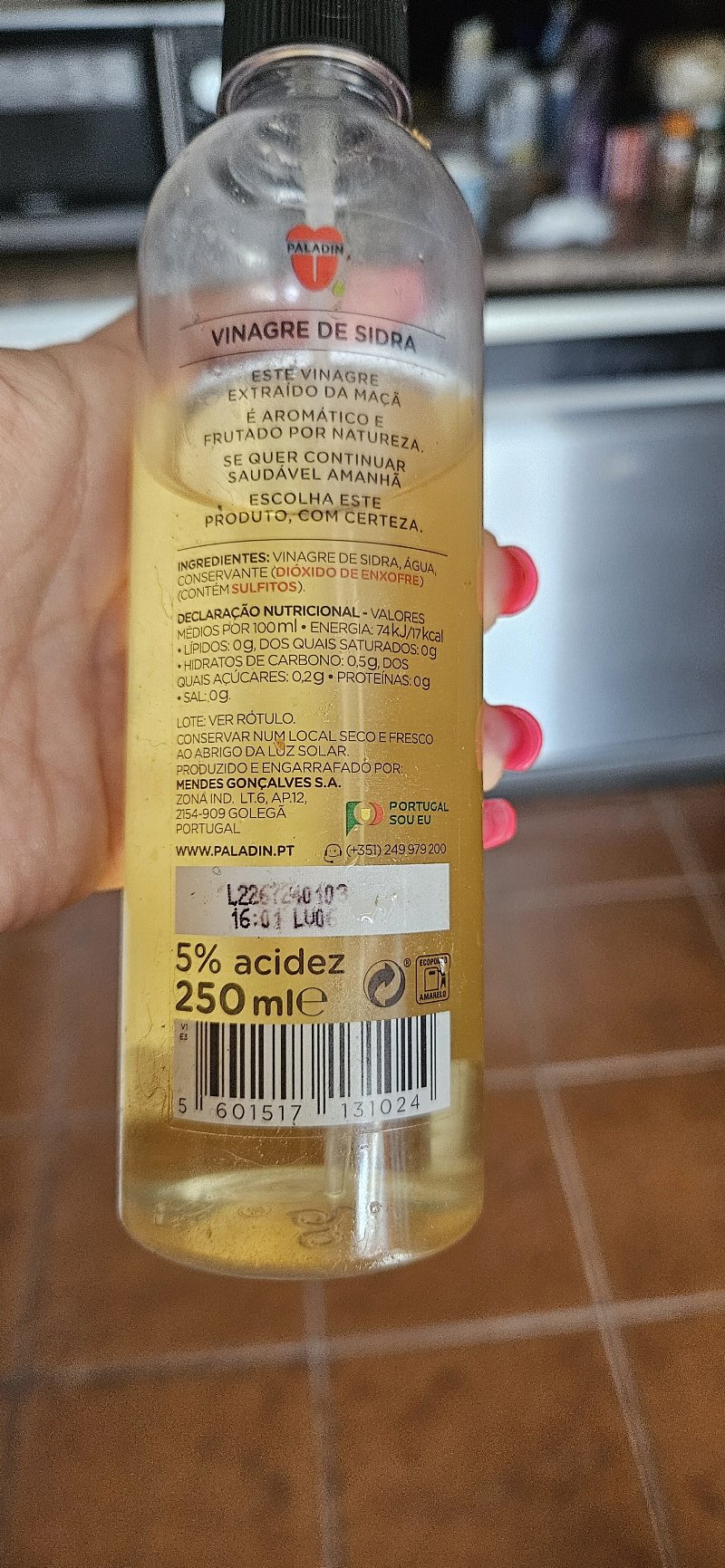 Foto da lista de ingredientes