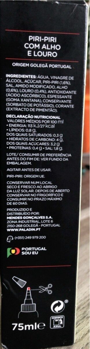 Foto da tabela nutricional