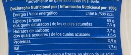 Foto da tabela nutricional