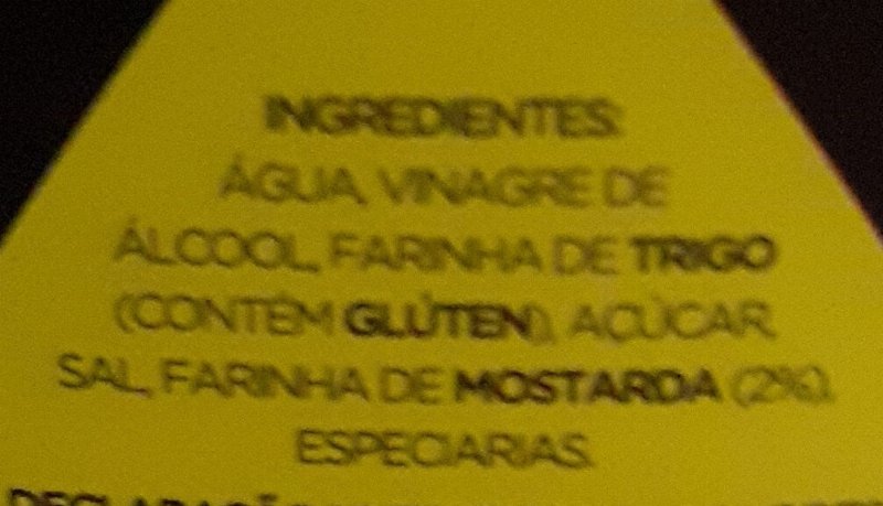 Foto da lista de ingredientes