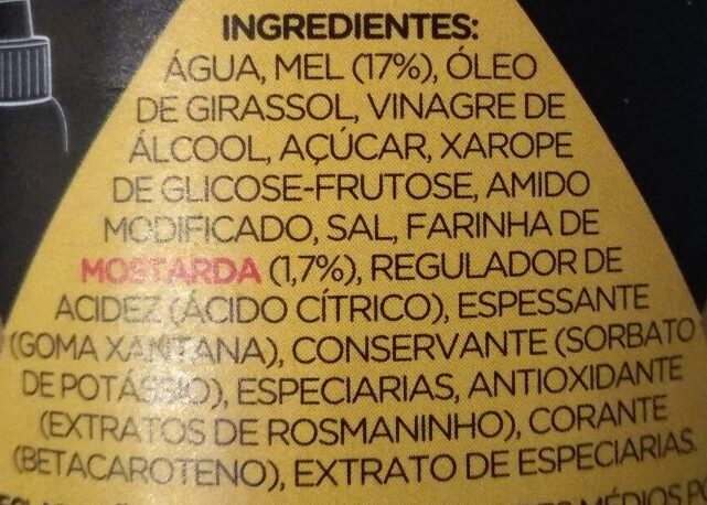 Foto da lista de ingredientes