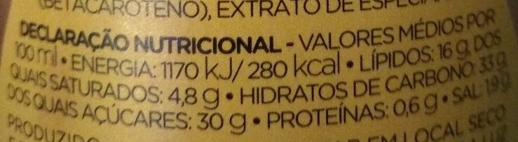Foto da tabela nutricional