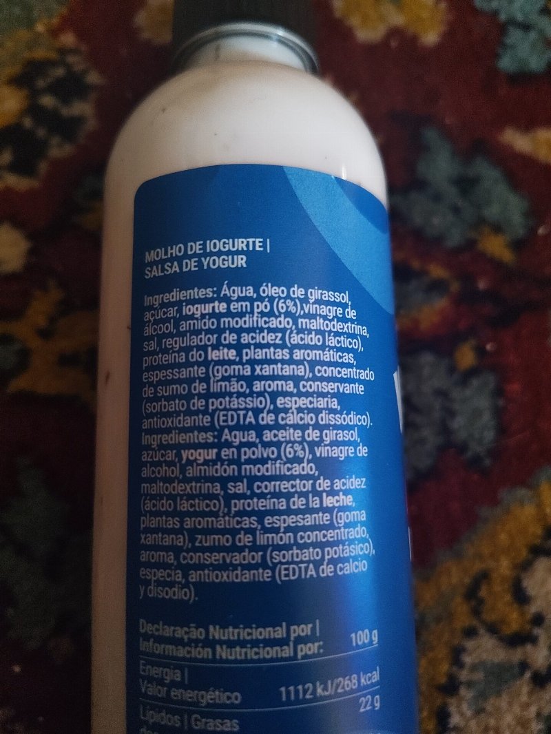 Foto da lista de ingredientes