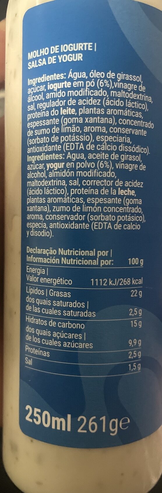 Foto da tabela nutricional