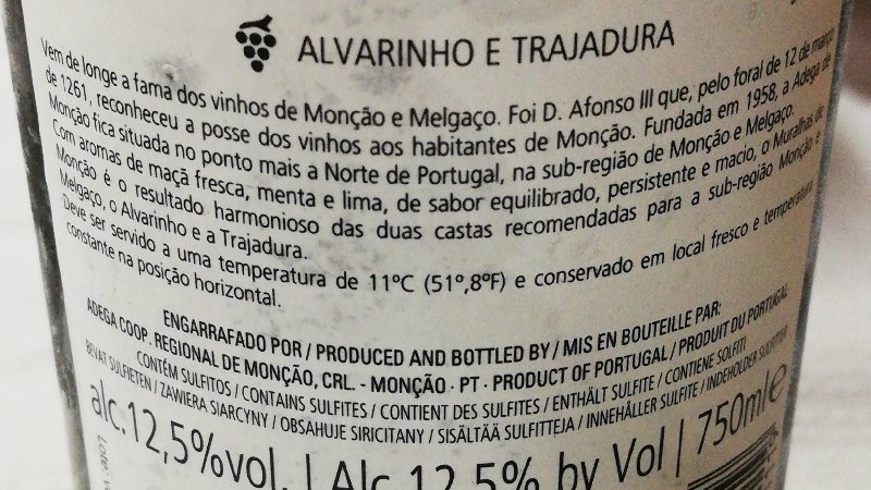 Foto da lista de ingredientes