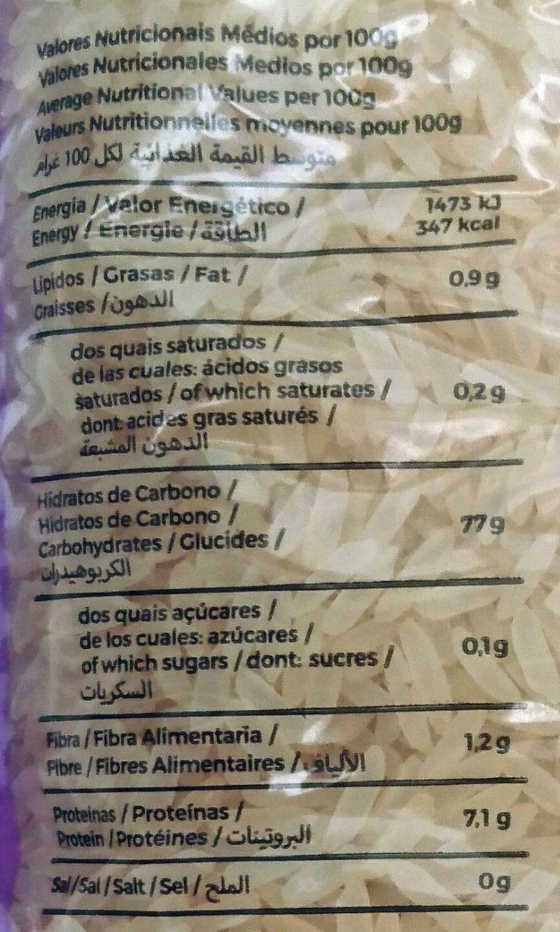Foto da tabela nutricional