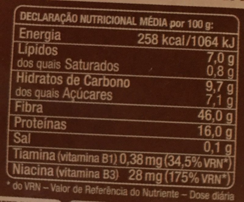 Foto da tabela nutricional
