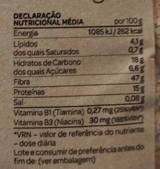 Foto da tabela nutricional