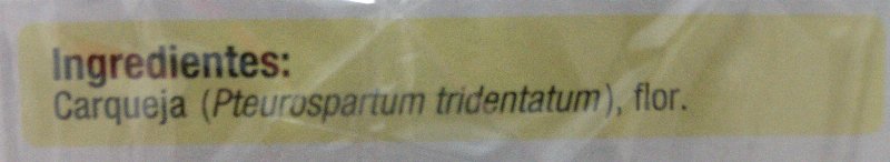 Foto da lista de ingredientes