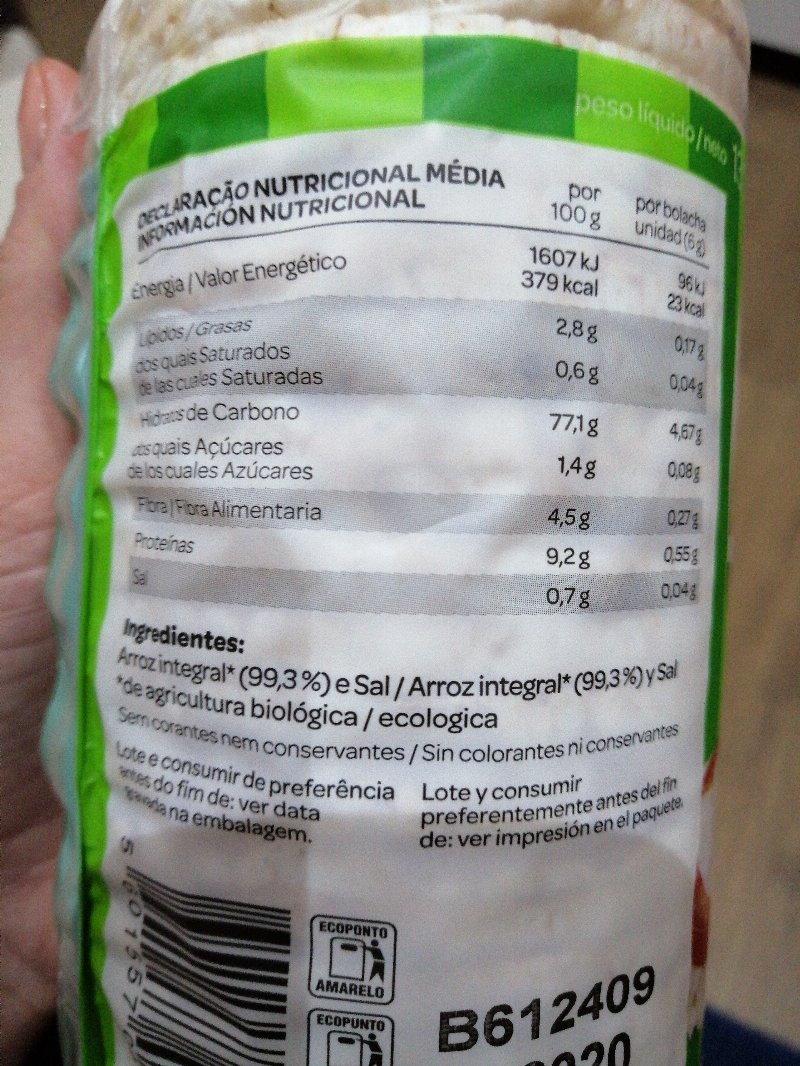 Foto da lista de ingredientes