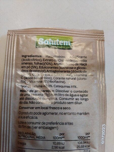 Foto da lista de ingredientes