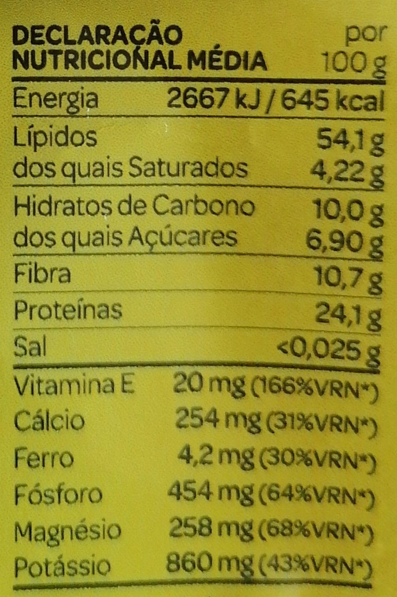 Foto da tabela nutricional