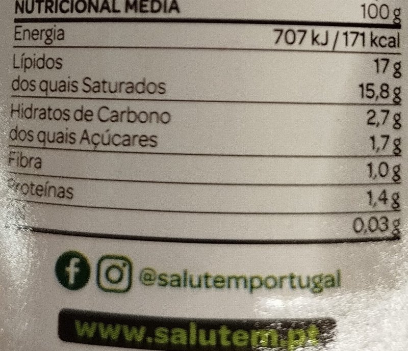 Foto da tabela nutricional