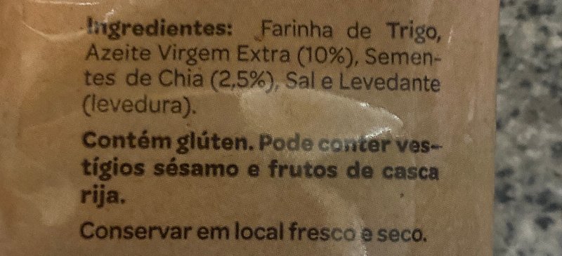 Foto da lista de ingredientes