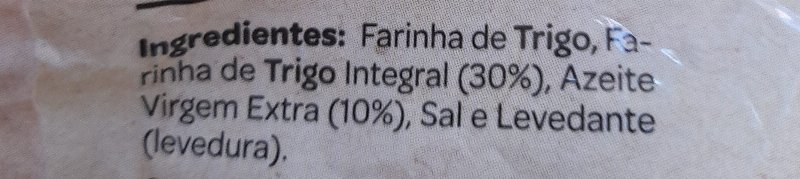 Foto da lista de ingredientes