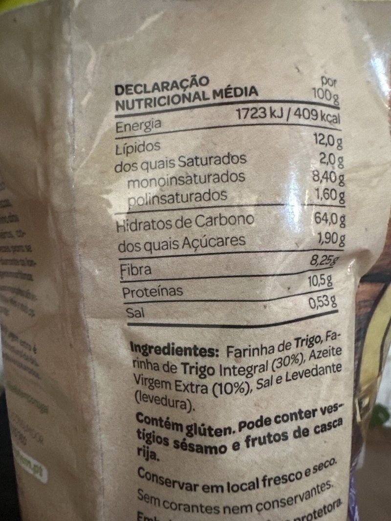 Foto da tabela nutricional