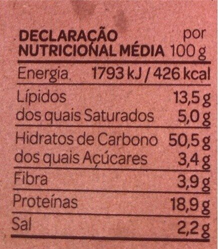 Foto da tabela nutricional