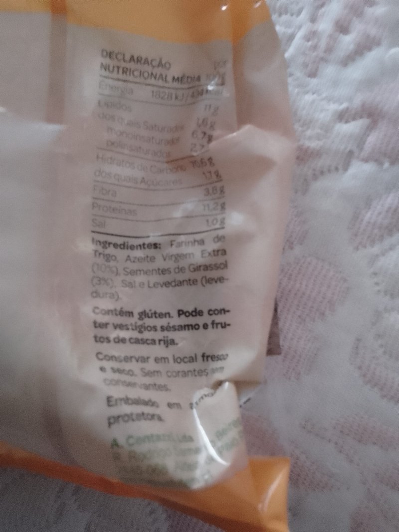 Foto da lista de ingredientes