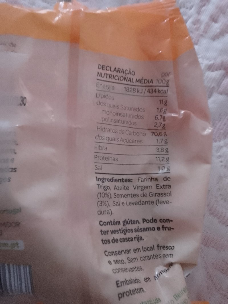 Foto da tabela nutricional