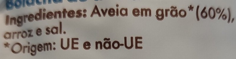Foto da lista de ingredientes