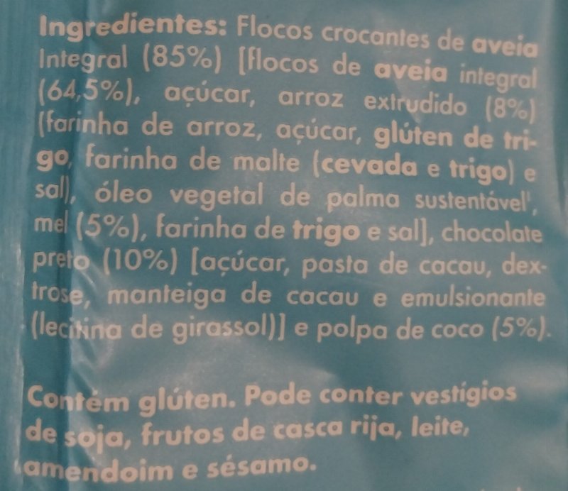 Foto da lista de ingredientes
