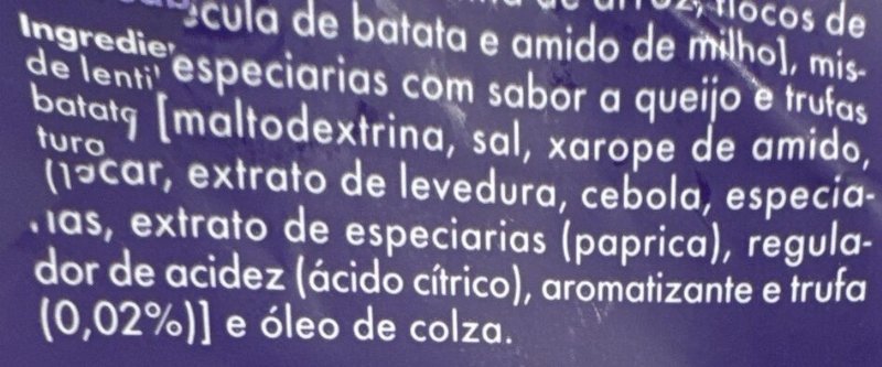 Foto da lista de ingredientes