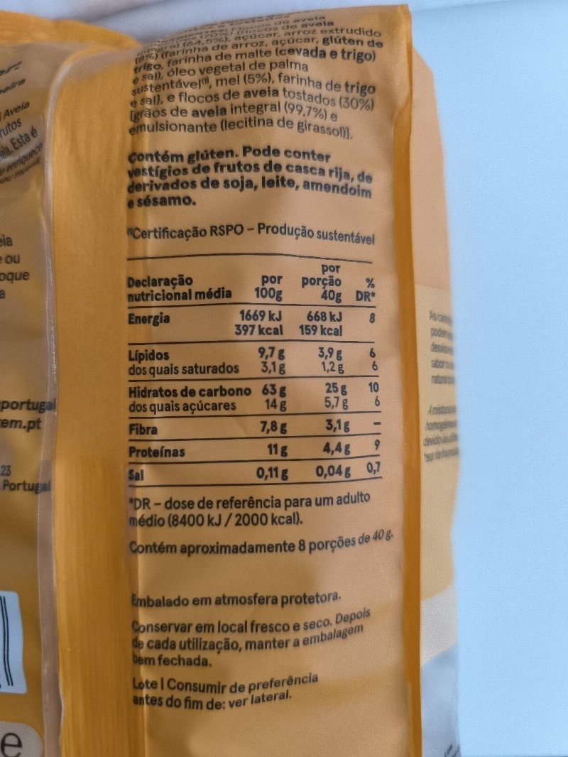 Foto da tabela nutricional