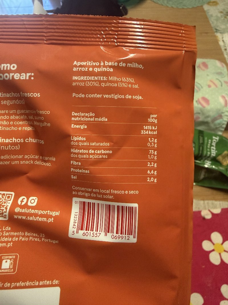 Foto da tabela nutricional