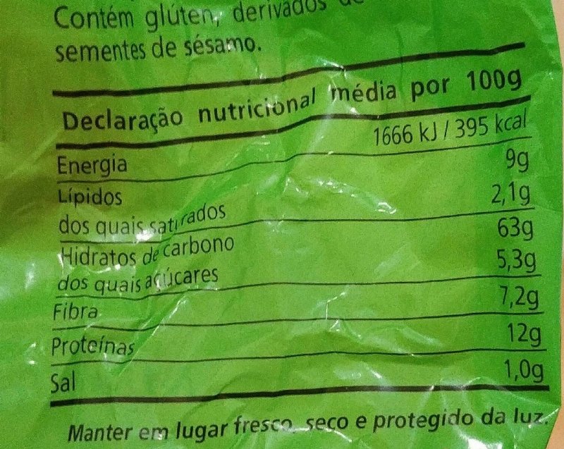 Foto da tabela nutricional