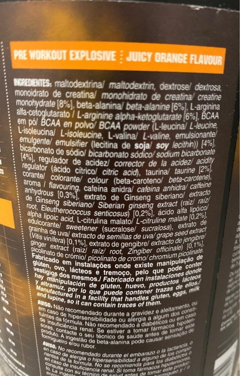 Foto da tabela nutricional