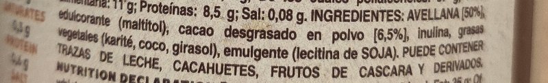 Foto da lista de ingredientes