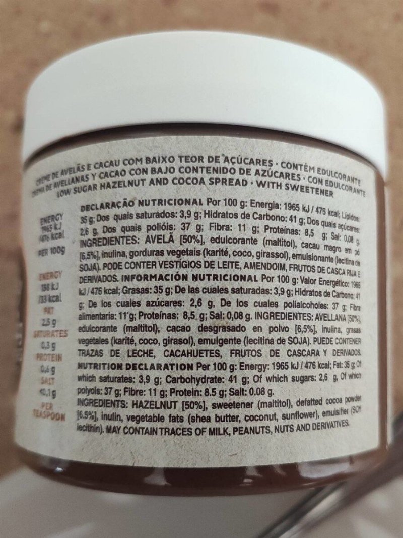 Foto da tabela nutricional