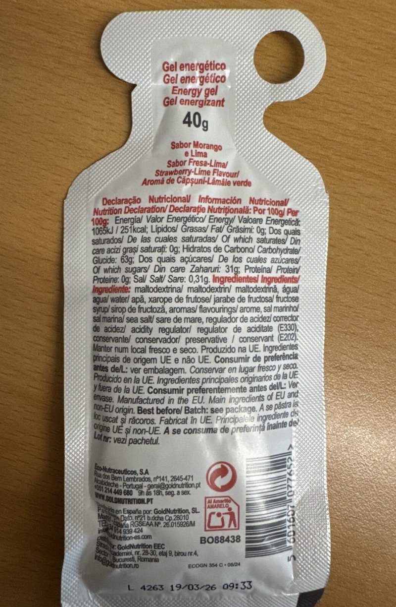 Foto da tabela nutricional