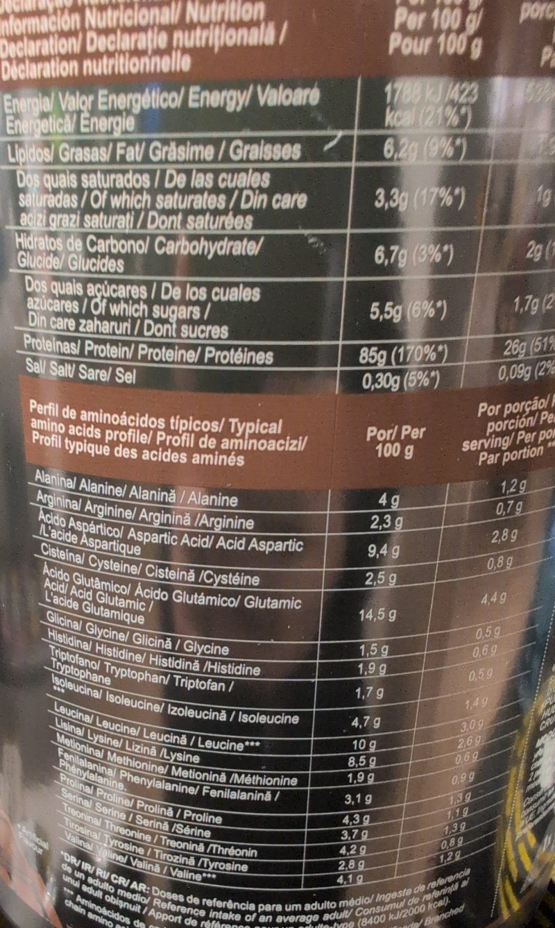 Foto da tabela nutricional