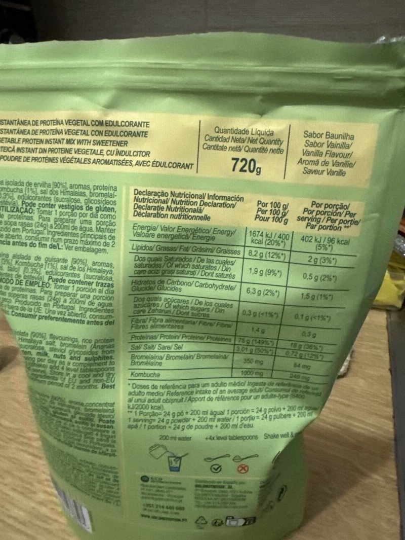 Foto da tabela nutricional
