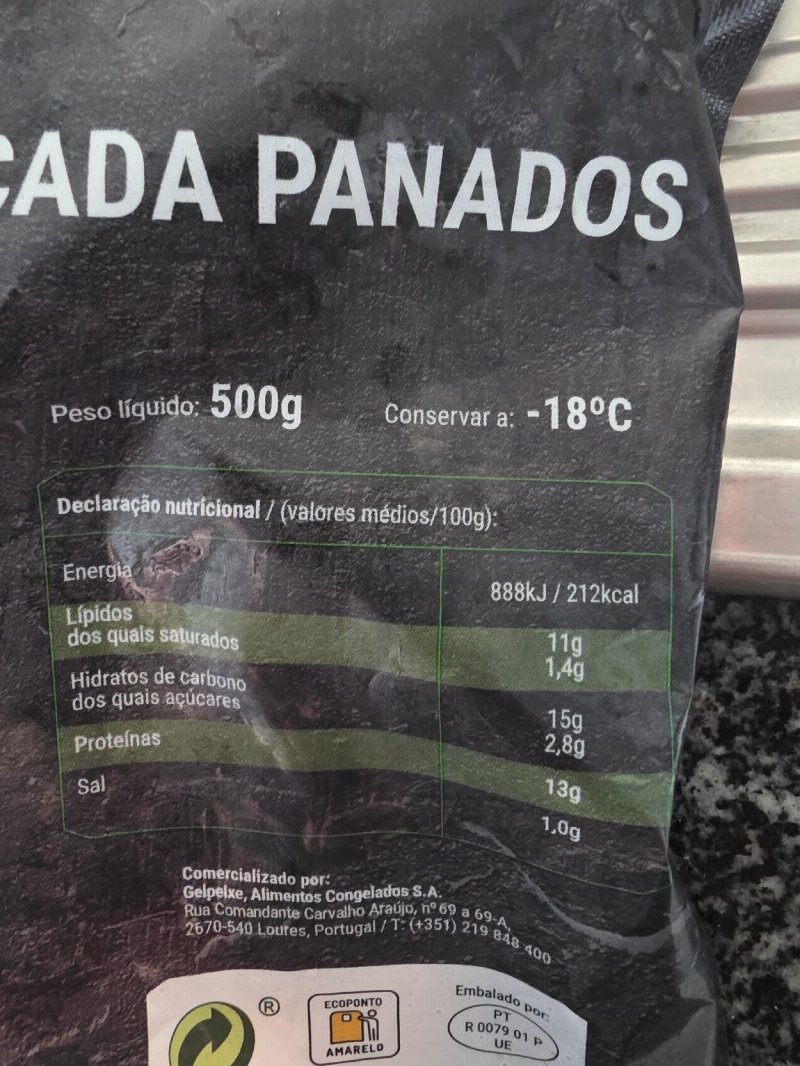 Foto da tabela nutricional