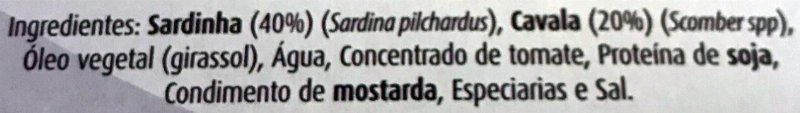 Foto da lista de ingredientes