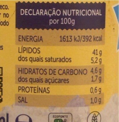 Foto da tabela nutricional