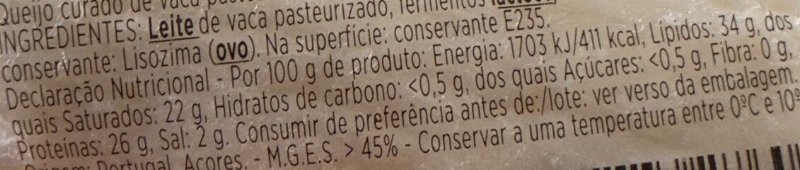 Foto da tabela nutricional