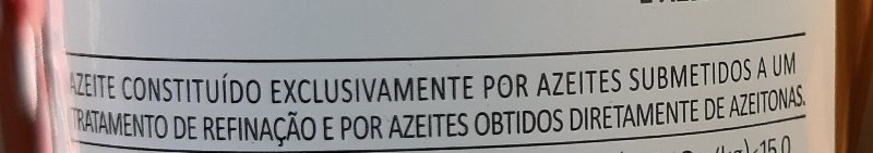 Foto da lista de ingredientes