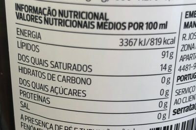Foto da tabela nutricional