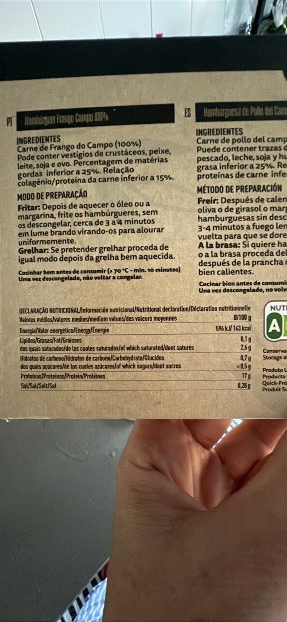 Foto da tabela nutricional