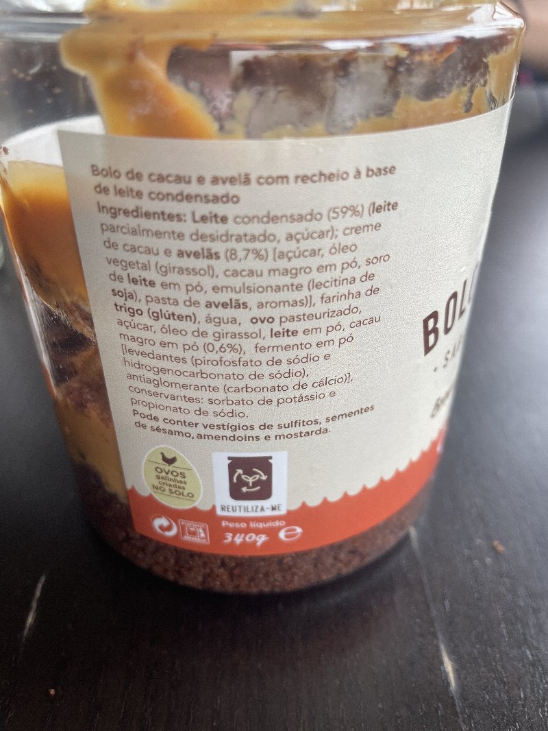 Foto da lista de ingredientes