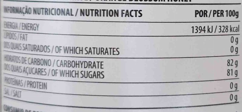 Foto da tabela nutricional