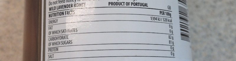 Foto da tabela nutricional
