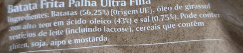 Foto da lista de ingredientes